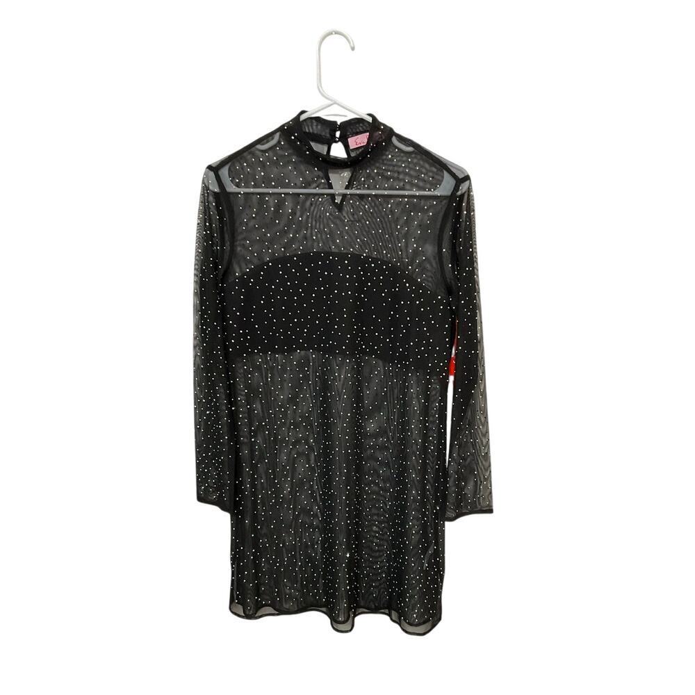 NWT Anthropologie Eva Franco Starlight Sheer Black Tunic Dress Rhinestones Small - Picture 1 of 9